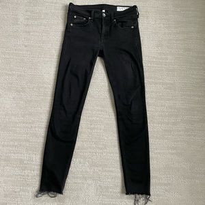 Rag & Bone Ankle Skinny Black Raw Hem Size 26